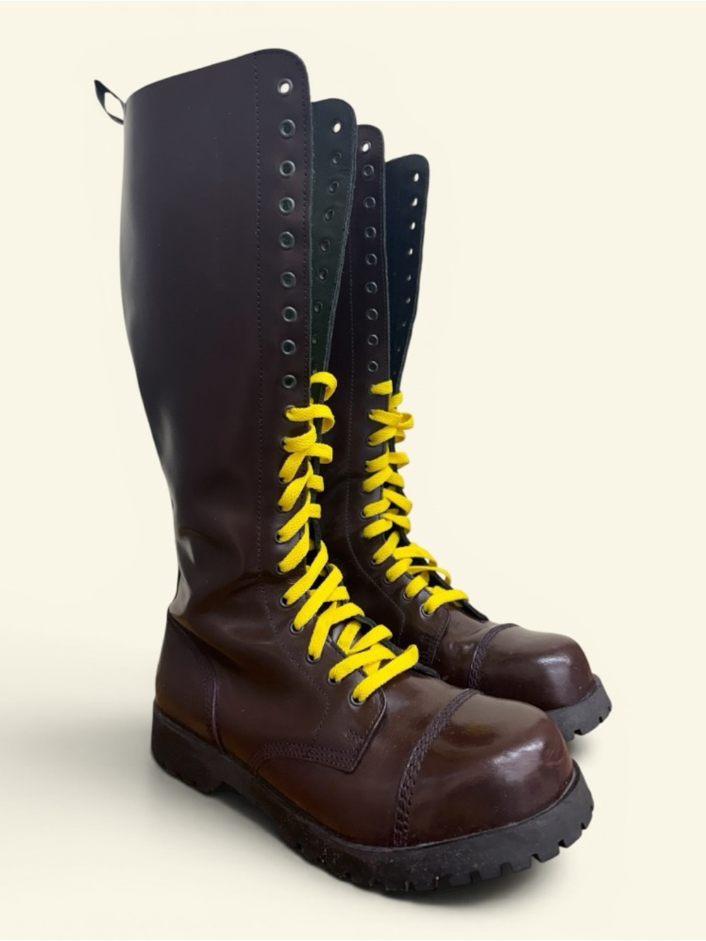 Oxblood Boots & Braces Bordeaux Burgundy Rangers Boots 20 Hole Steel Toe SIZE 8 - Picture 11 of 16